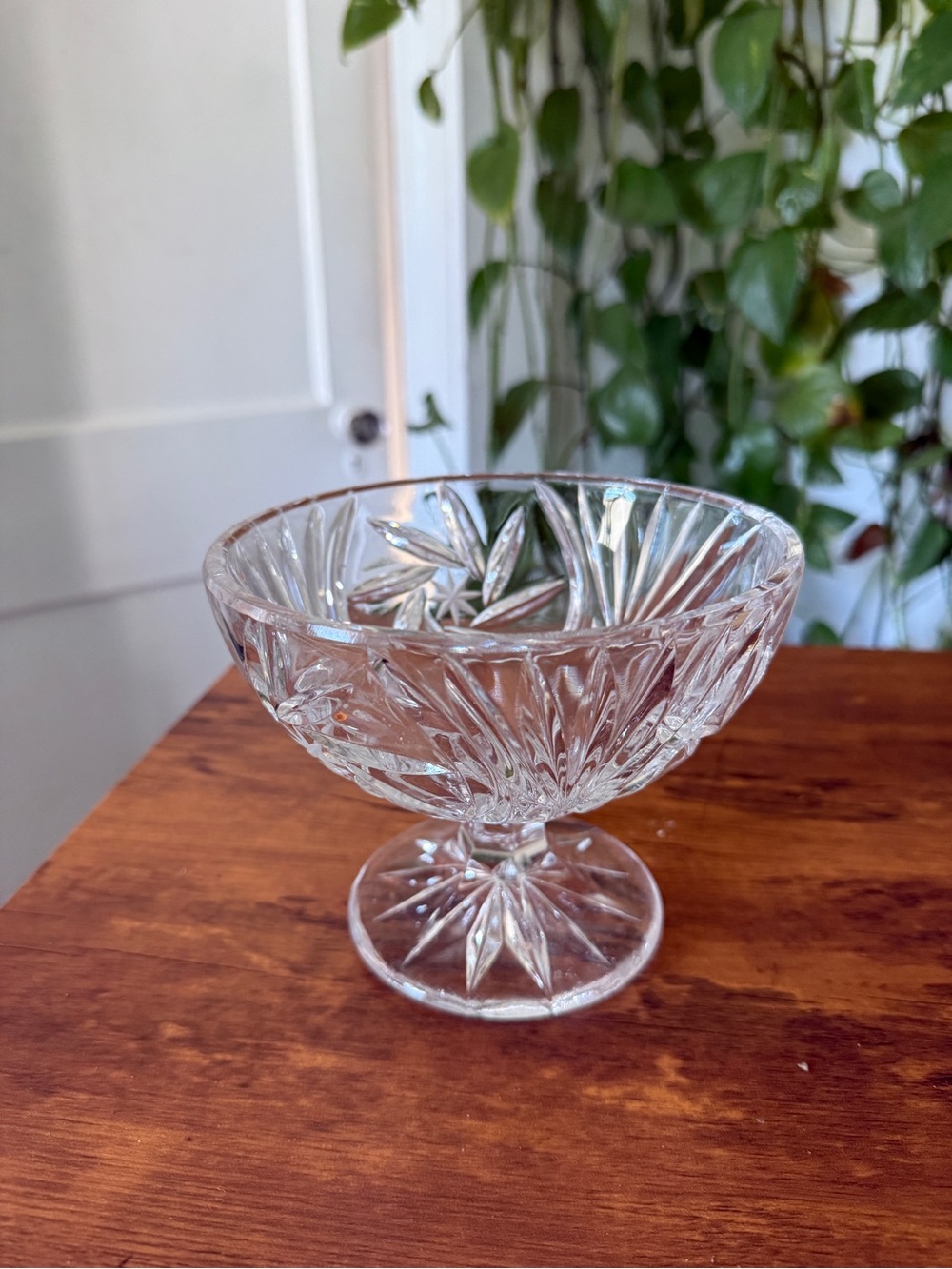Clear Pressed Glass Dessert Compote - Elegant Cut Glass Pedestal Bowl